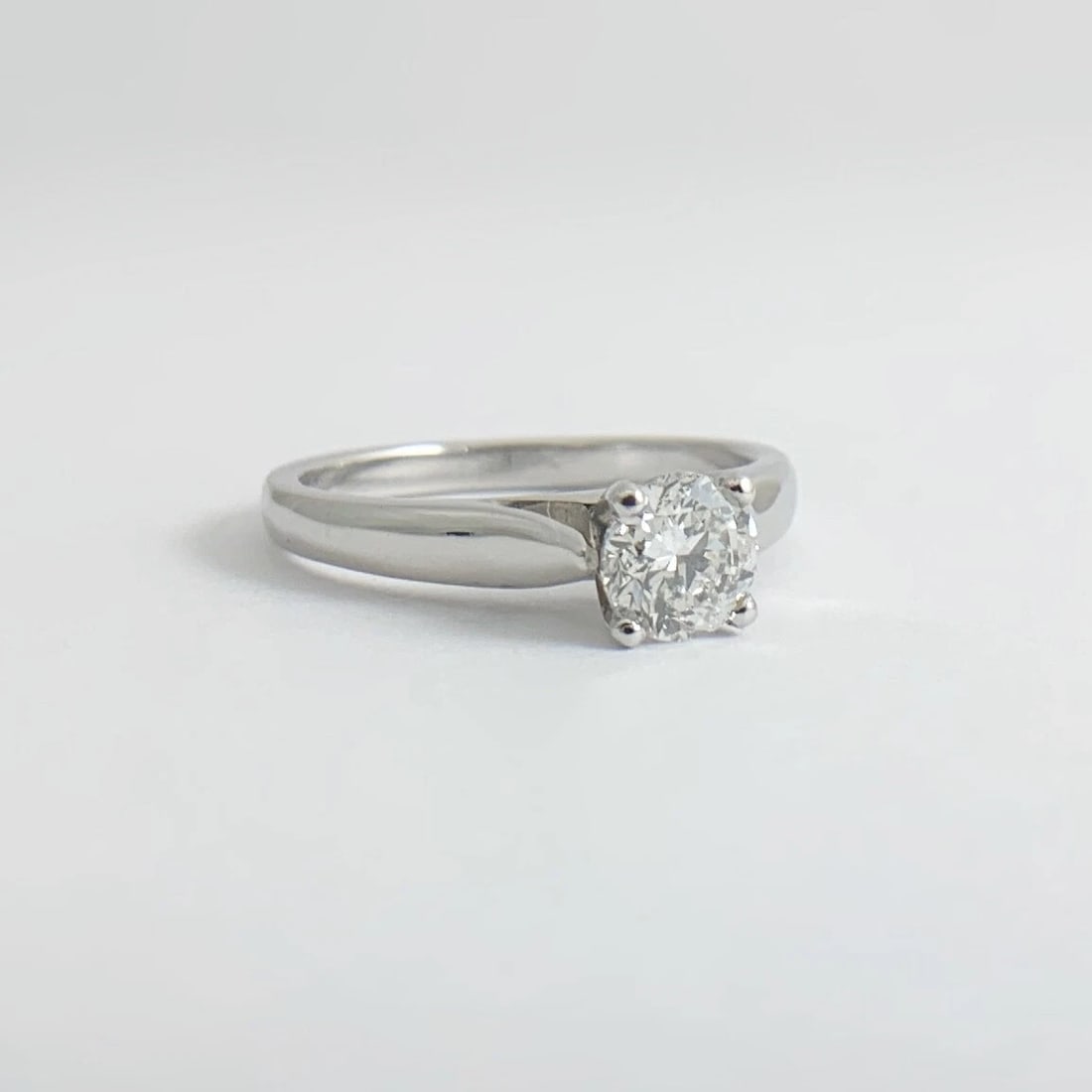 Round Solitaire Diamond Platinum Cathedral Engagement Ring, .70 CT, 5.90 Grams - 7