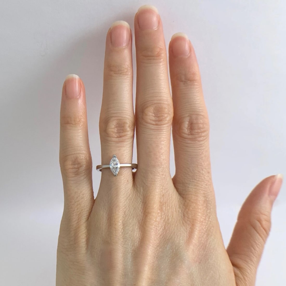 Marquise Solitaire Diamond Platinum Engagement Ring, .50 CT, 3.43 Grams - 2