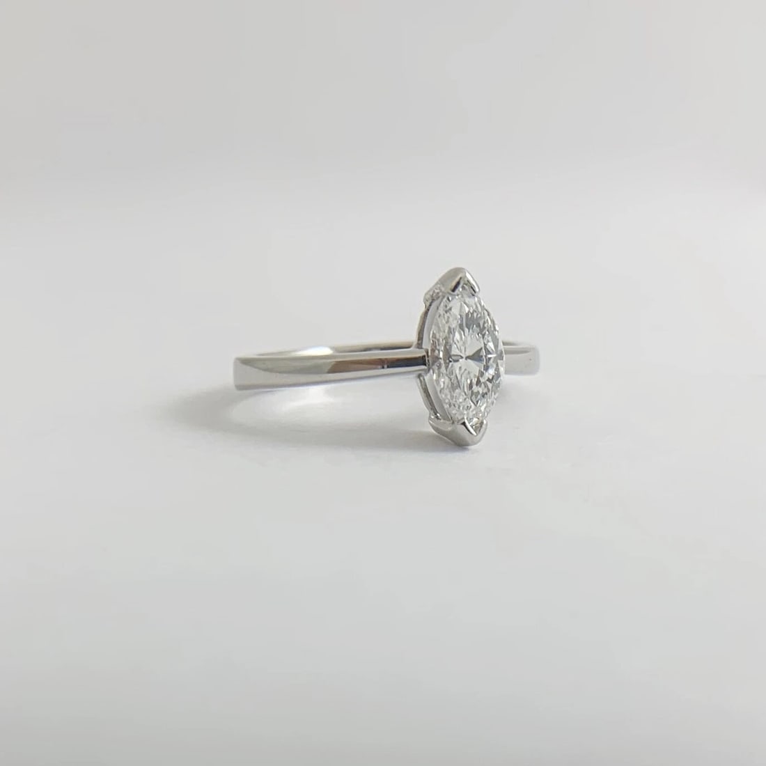 Marquise Solitaire Diamond Platinum Engagement Ring, .50 CT, 3.43 Grams - 7