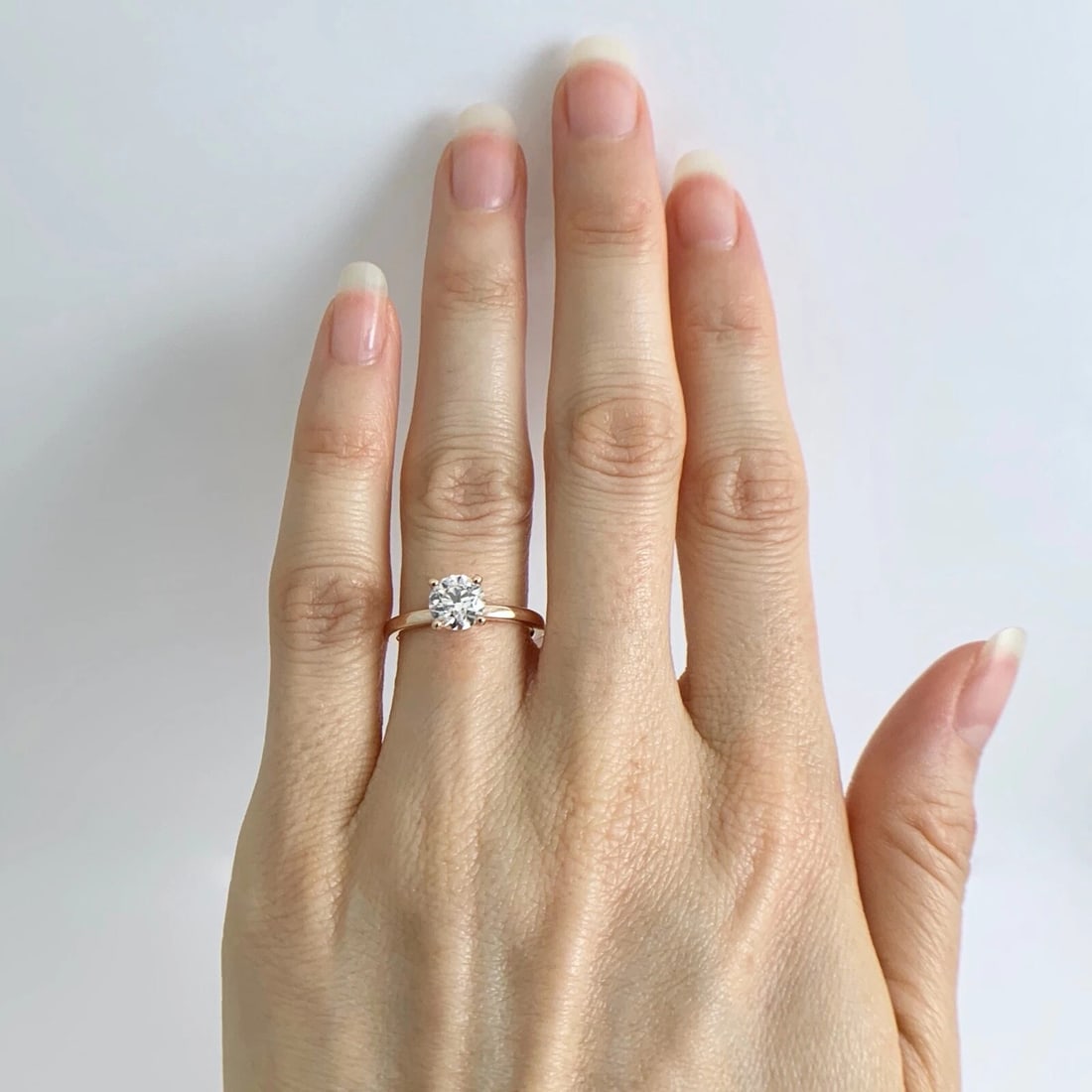 Round Solitaire Diamond Engagement Ring 14K Pink Rose Gold .90 CT, 2.44 Grams - 2