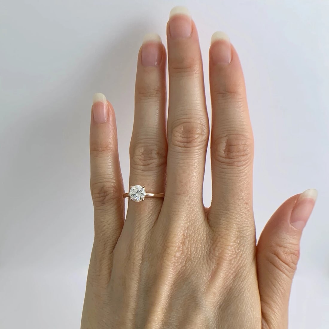 Round European Solitaire Diamond Engagement Ring 14K Pink Rose Gold .90 CT - 2