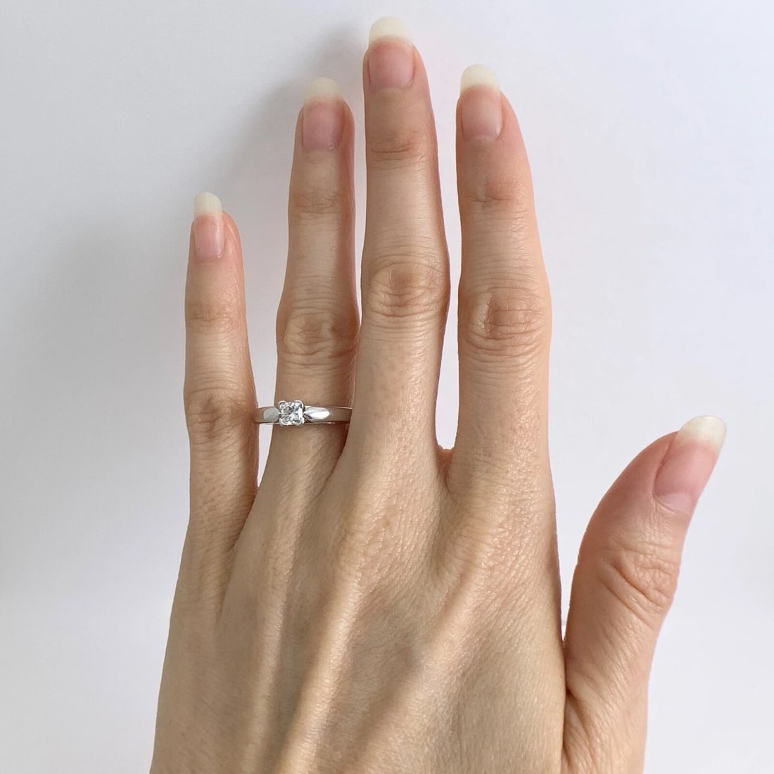 Princess Cut Solitaire Diamond Engagement Ring 14K White Gold .38 CT, 4.45 Gr - 2