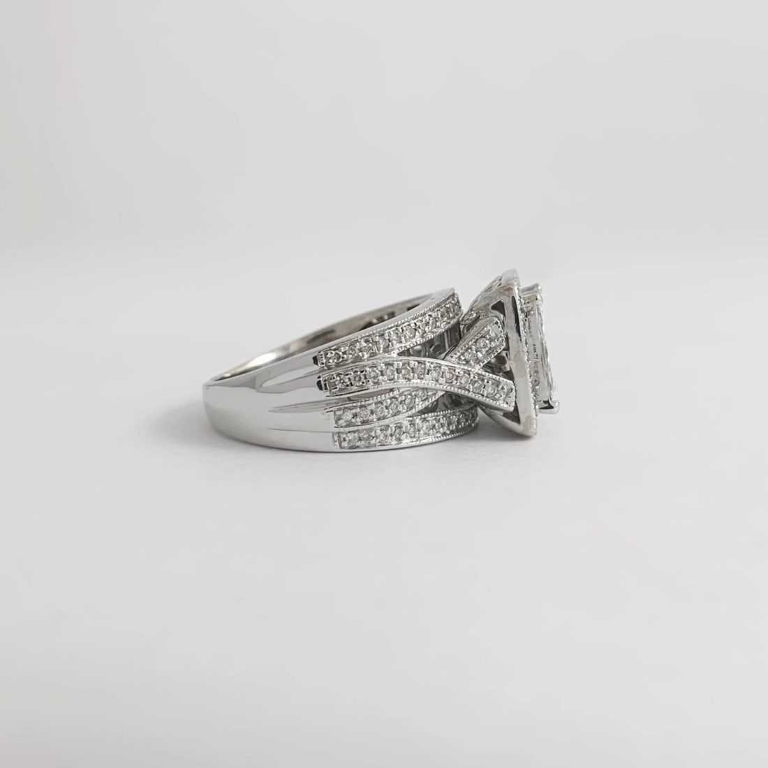 Princess Cut Invisible Set Diamond Halo Engagement Ring 14K White Gold, 1.15 CTW - 7