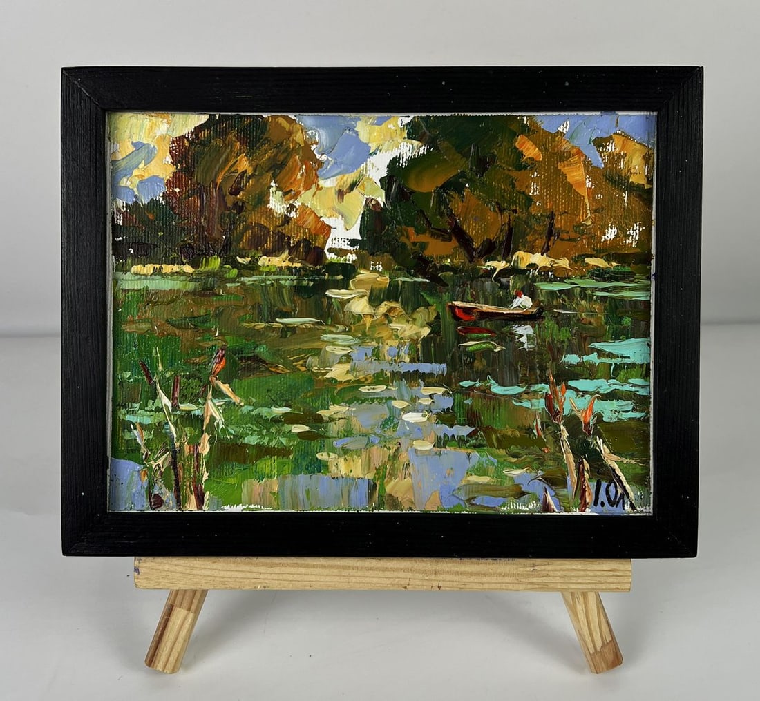 Oil painting Quiet Backwater on the Great River Oleksiy Ivanyuk: Title: Oil painting Quiet Backwater on the Great River Oleksiy Ivanyuk Description: NoAAA6482 Oil painting Quiet Backwater on the Great River Oleksiy Ivanyuk is a vibrant and highly expressive