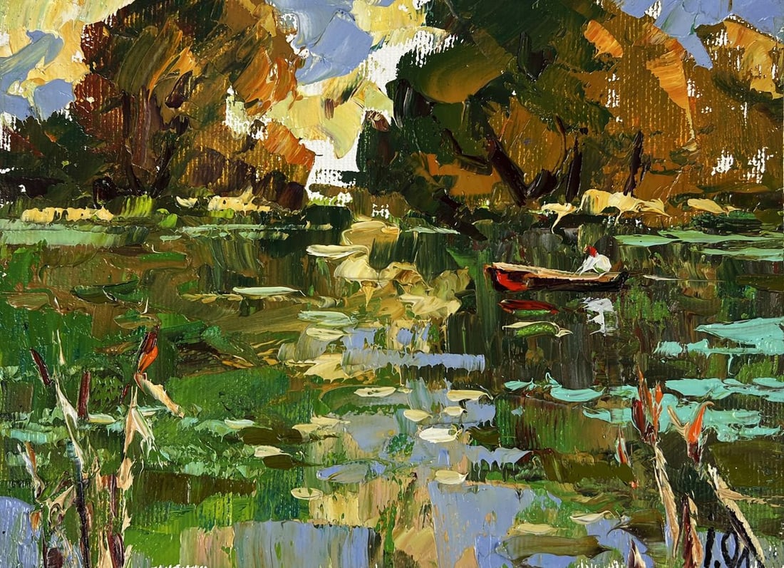 Oil painting Quiet Backwater on the Great River Oleksiy Ivanyuk - 3