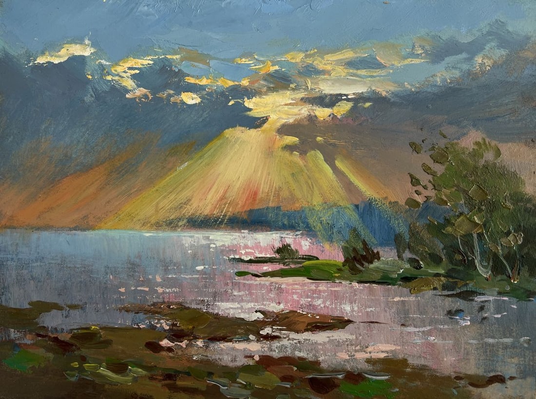 Oil painting Morning Rays over the Quiet River Yuriy Suprunchuk - 3