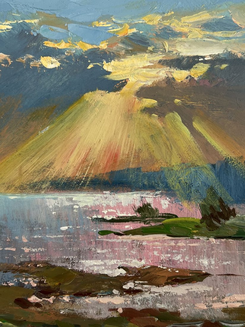 Oil painting Morning Rays over the Quiet River Yuriy Suprunchuk - 7