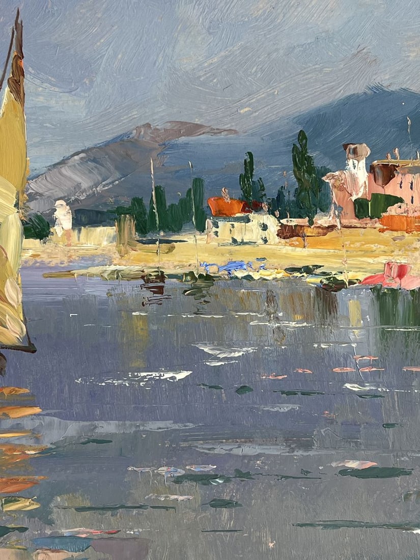 Oil painting Boat On The River In Front Of The City Yuriy Suprunchuk - 7