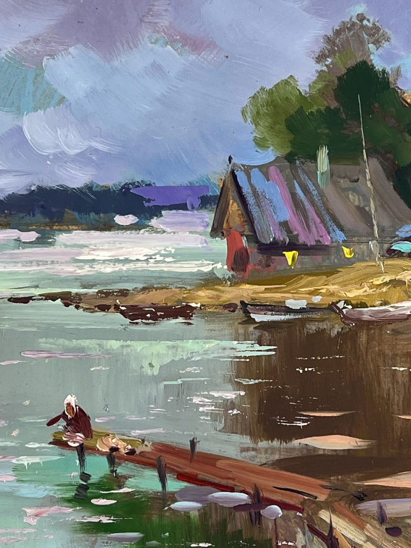 Oil painting Boat at the pier in front of the Village Yuriy Suprunchuk - 4