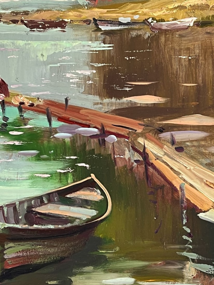 Oil painting Boat at the pier in front of the Village Yuriy Suprunchuk - 8