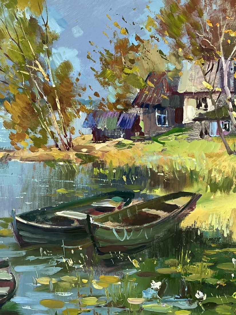 Oil painting Boats on the Shore of the Old House Yuriy Suprunchuk - 7