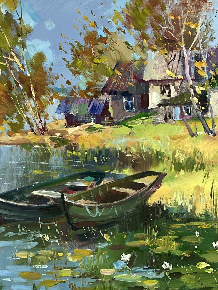Oil painting Boats on the Shore of the Old House Yuriy Suprunchuk - 8
