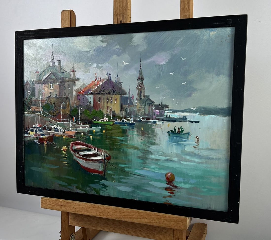 Oil painting Evening on the Pier in Front of the City Yuriy Suprunchuk - 2