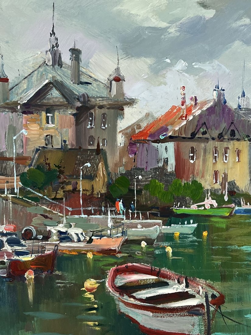Oil painting Evening on the Pier in Front of the City Yuriy Suprunchuk - 4