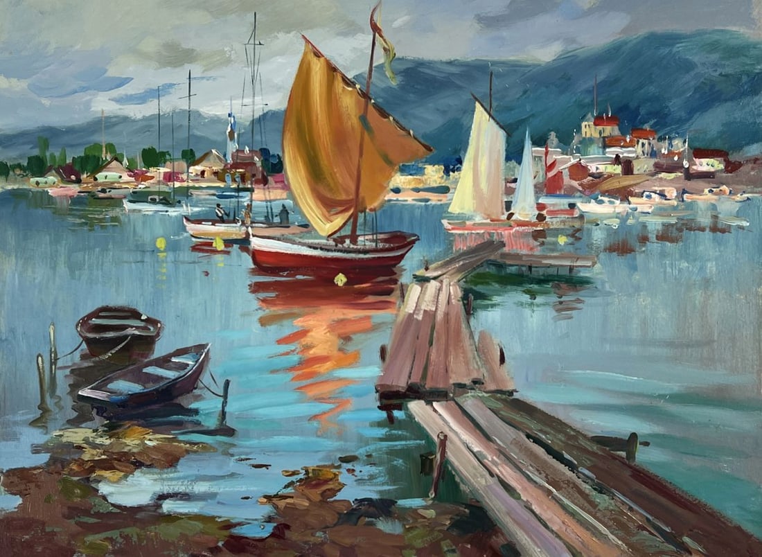 Oil painting Yachts at the Pier Yuriy Suprunchuk - 3