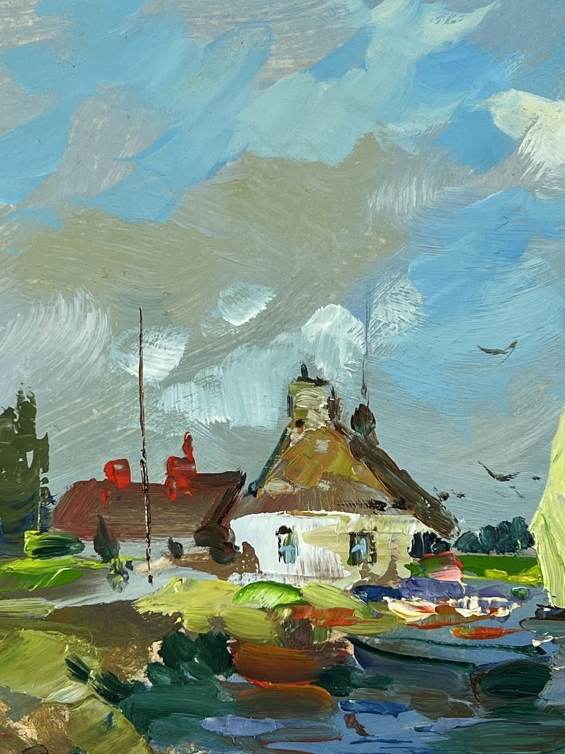 Oil painting Fisherman's Lodge by the River Yuriy Suprunchuk - 4