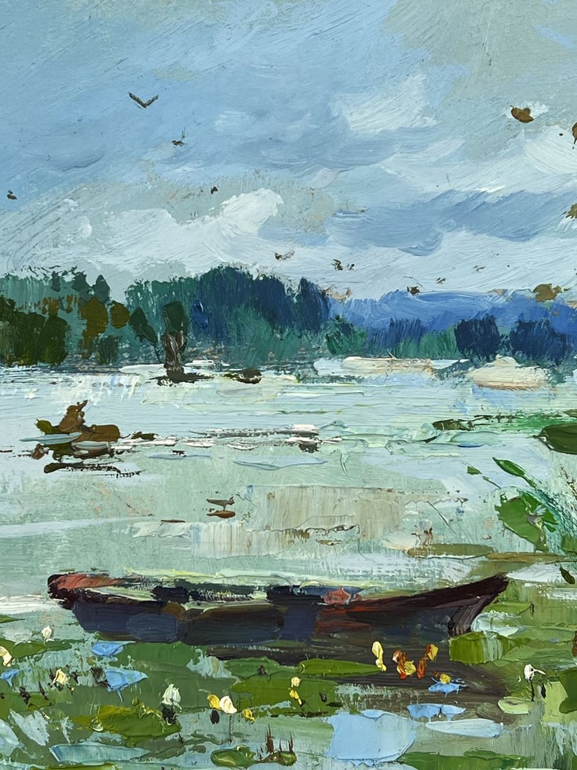 Oil painting Boat at the Overgrown Dock Yuriy Suprunchuk - 4