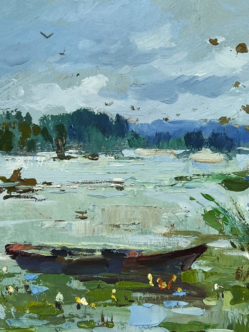 Oil painting Boat at the Overgrown Dock Yuriy Suprunchuk - 5