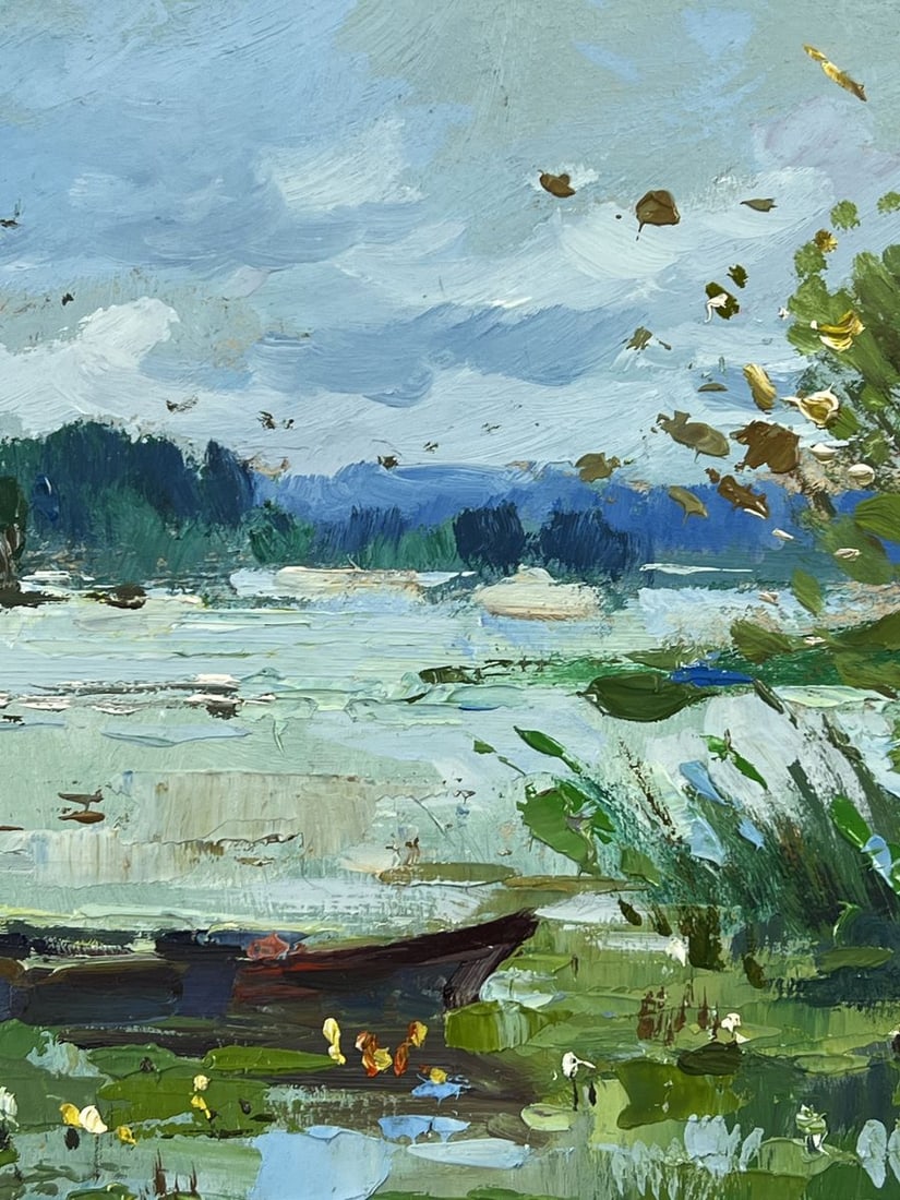 Oil painting Boat at the Overgrown Dock Yuriy Suprunchuk - 6