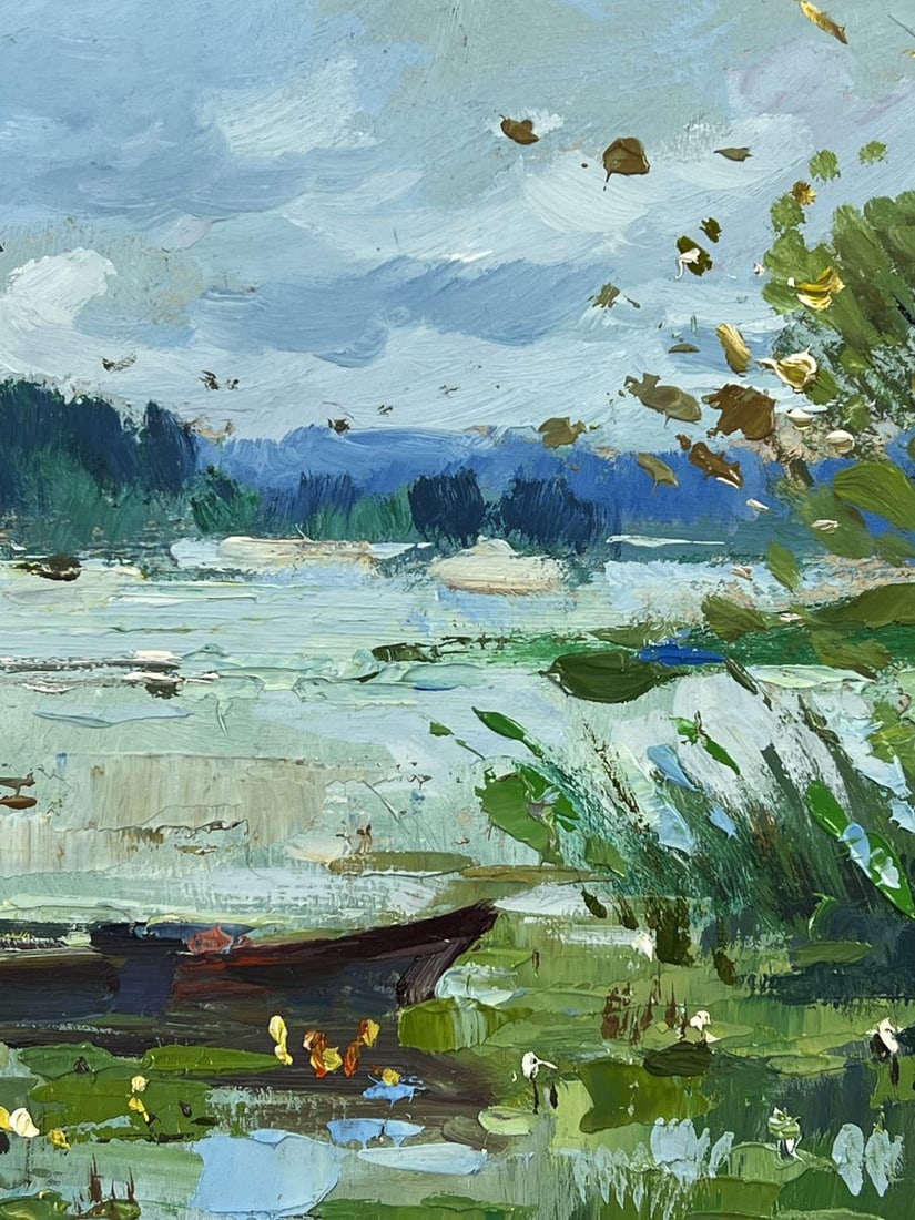 Oil painting Boat at the Overgrown Dock Yuriy Suprunchuk - 7