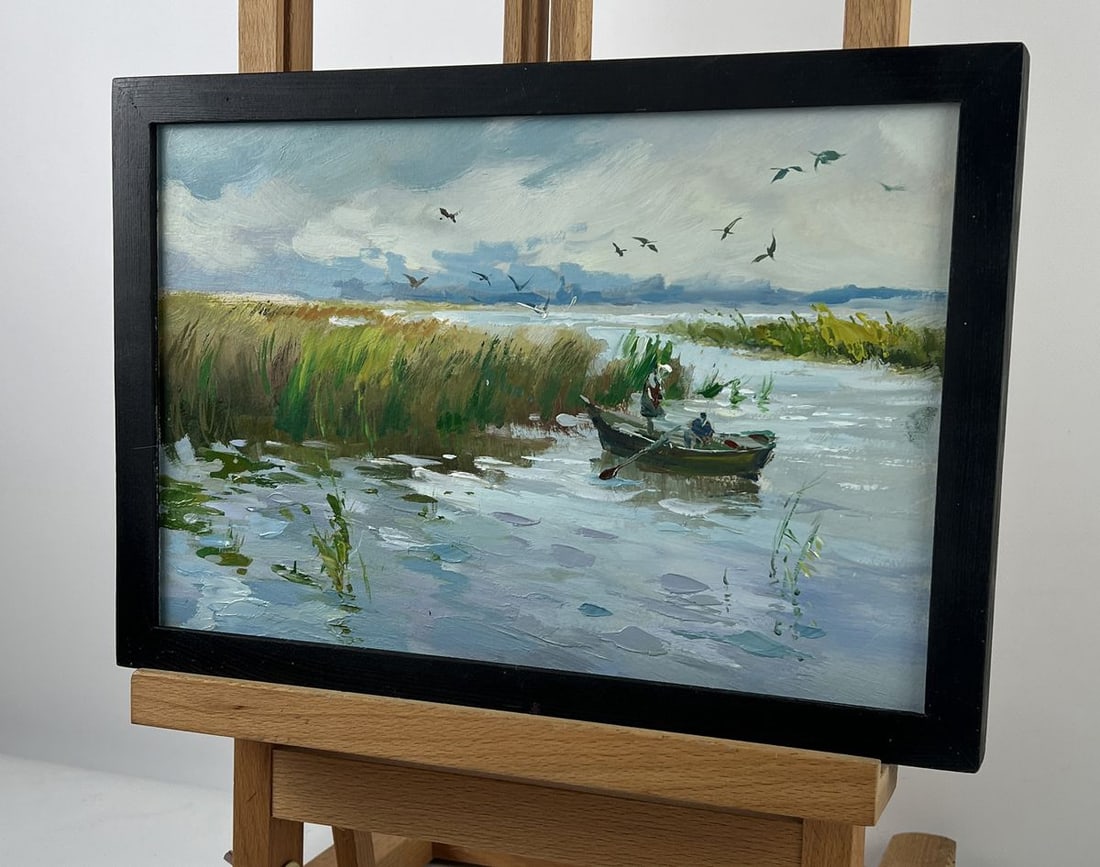 Oil painting Lonely Fisherman on a Boat Yuriy Suprunchuk - 2