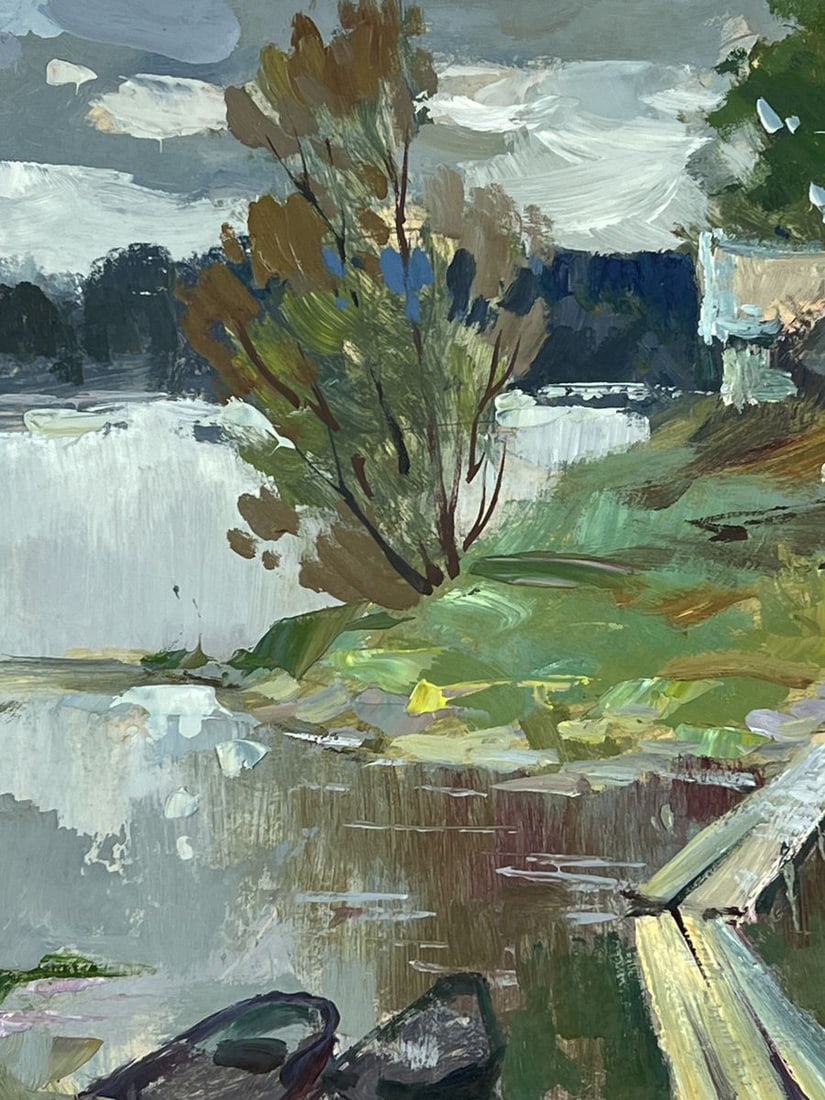 Oil painting Boats at the Pier of a Small Hut Yuriy Suprunchuk - 4