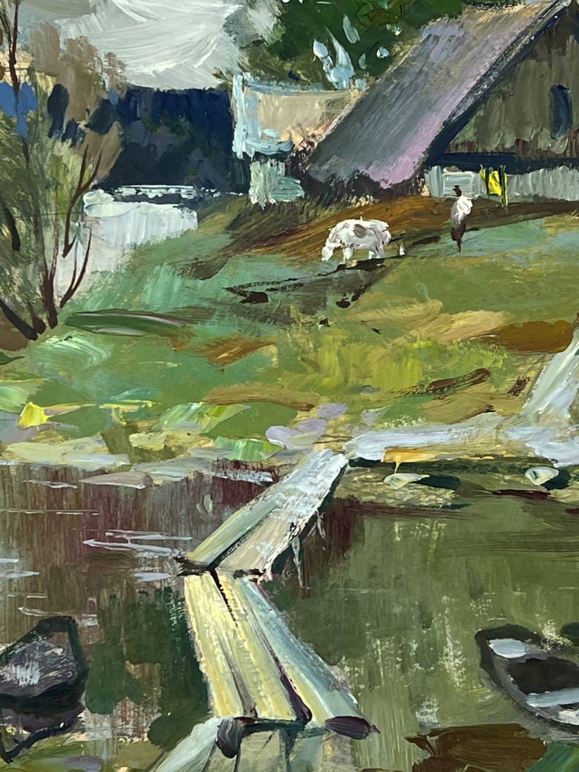 Oil painting Boats at the Pier of a Small Hut Yuriy Suprunchuk - 7