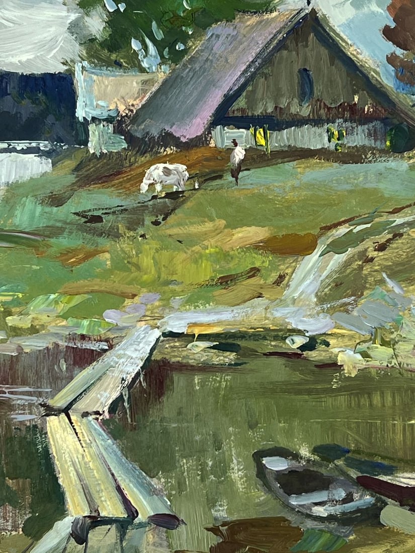 Oil painting Boats at the Pier of a Small Hut Yuriy Suprunchuk - 8