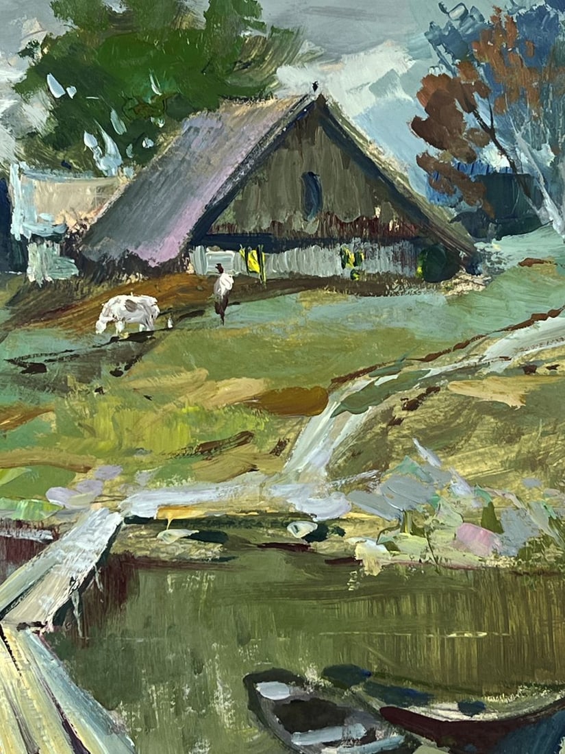 Oil painting Boats at the Pier of a Small Hut Yuriy Suprunchuk - 9