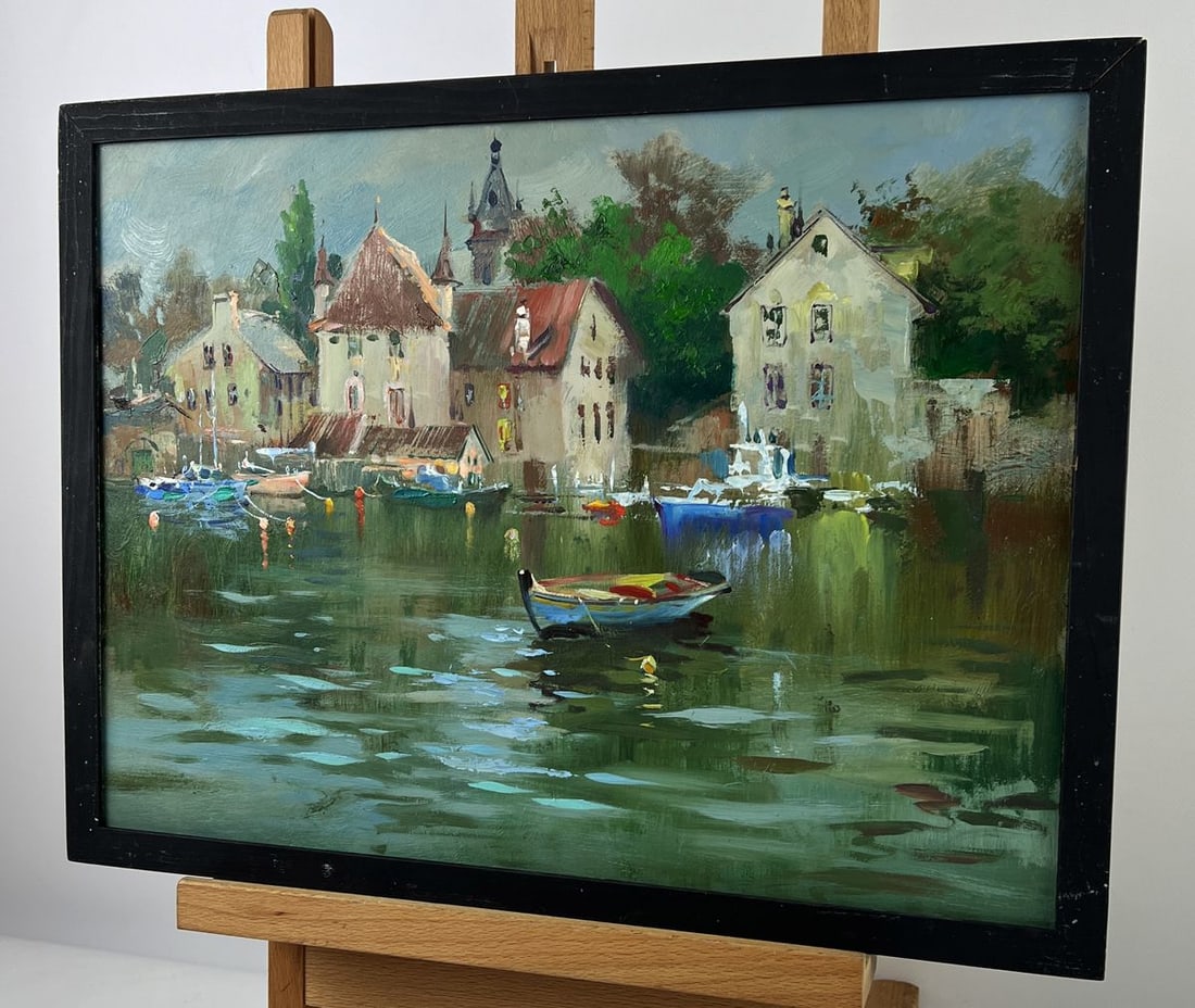 Oil painting Pier at the River Village Yuriy Suprunchuk - 2