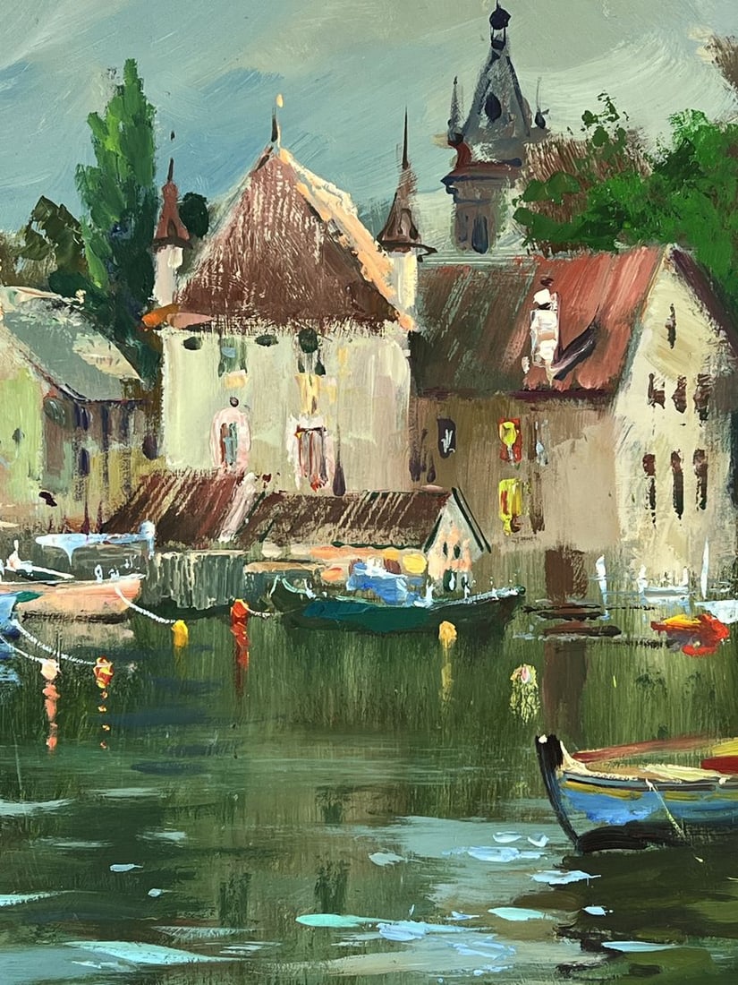 Oil painting Pier at the River Village Yuriy Suprunchuk - 4