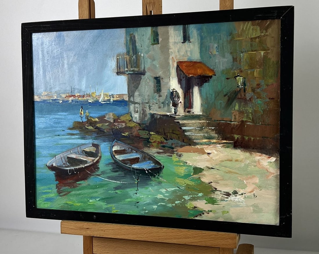 Oil painting Boats are moored near the Stone House Yuriy Suprunchuk - 2