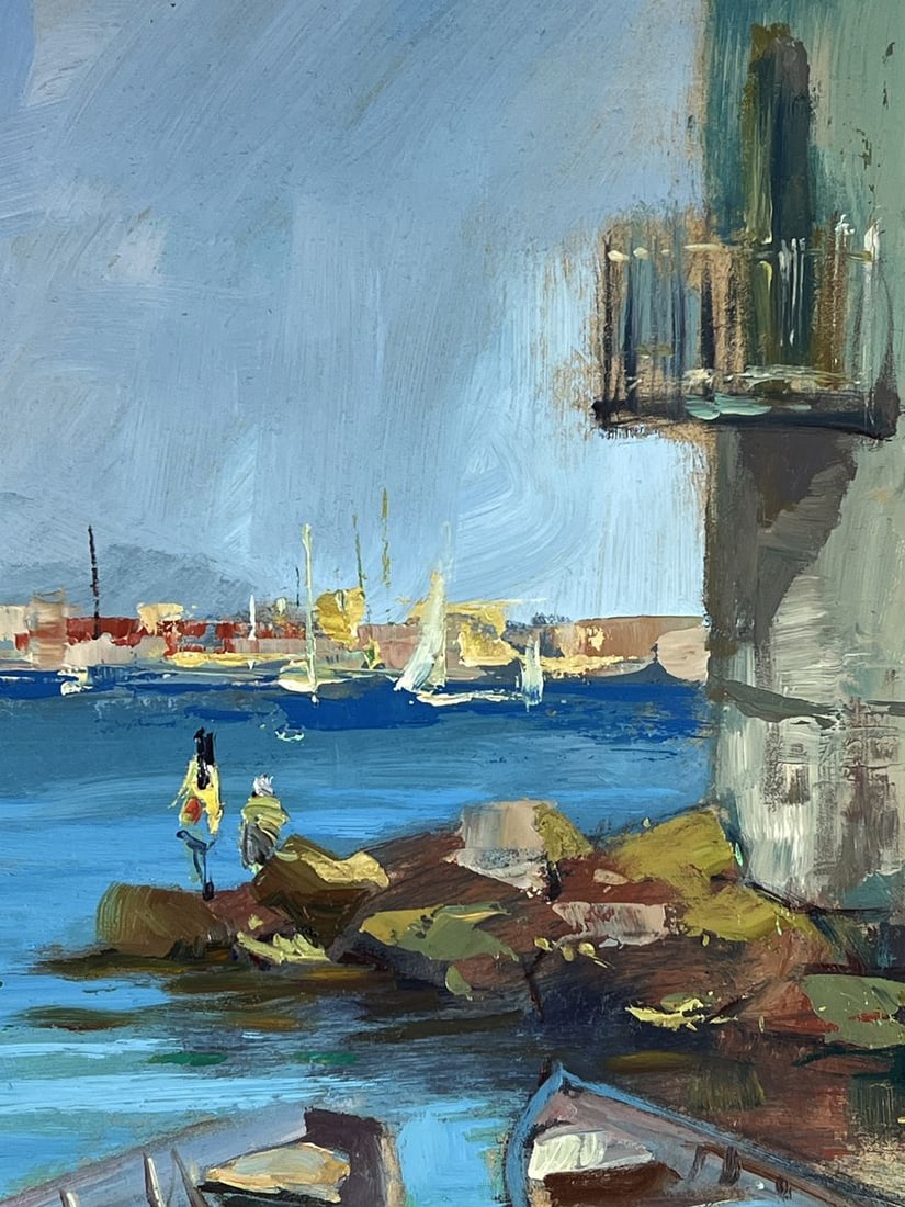 Oil painting Boats are moored near the Stone House Yuriy Suprunchuk - 4