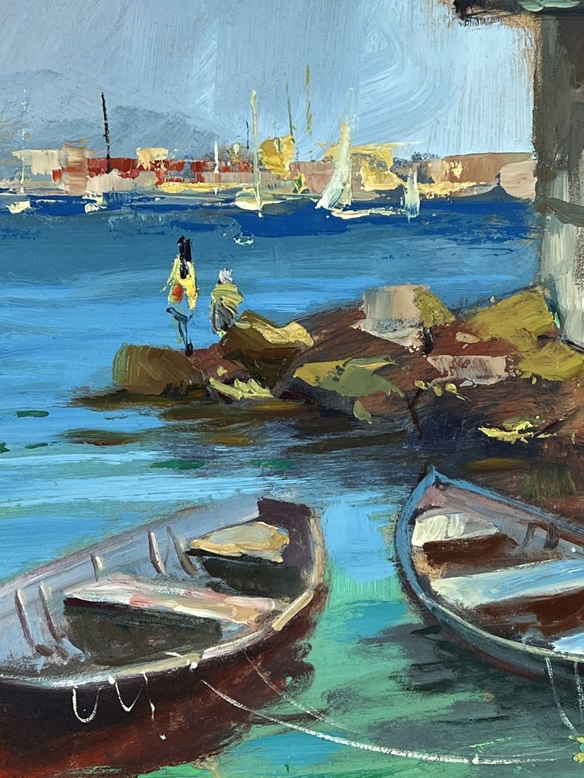 Oil painting Boats are moored near the Stone House Yuriy Suprunchuk - 5