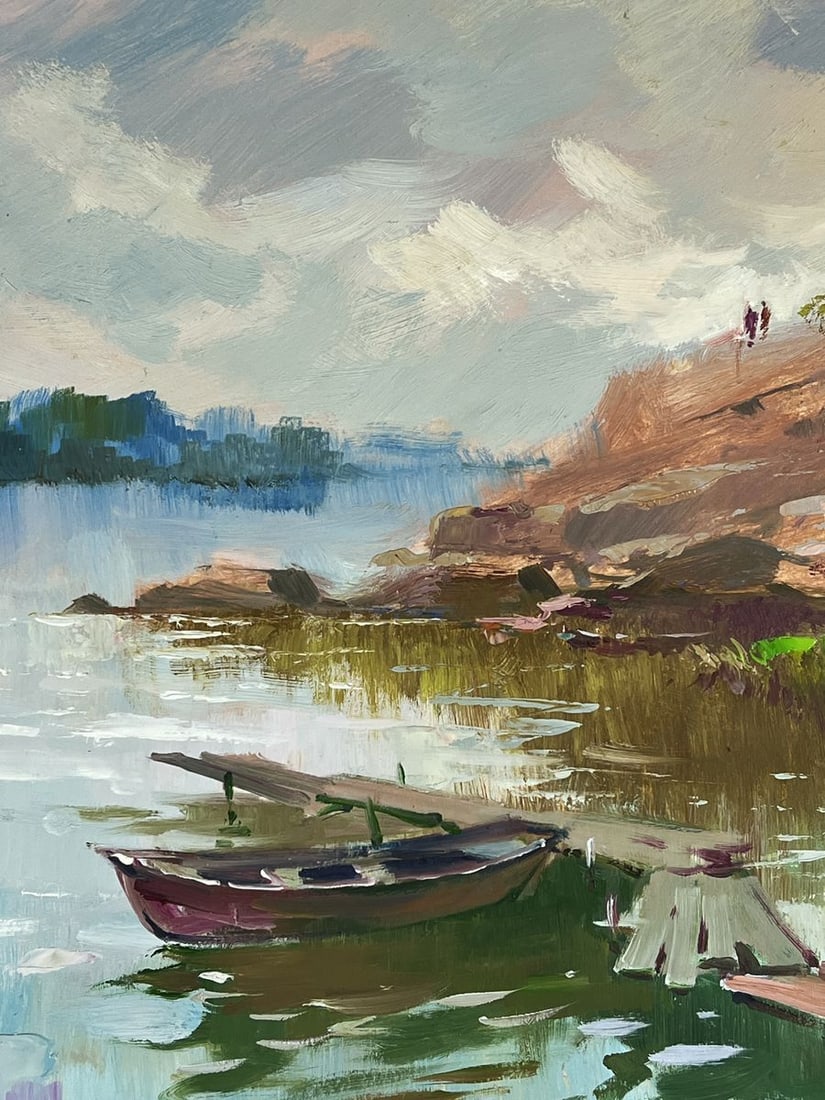 Oil painting A lonely boat is moored near the shore Yuriy Suprunchuk - 4