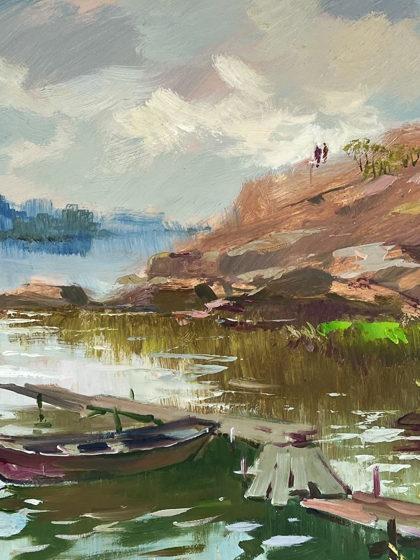 Oil painting A lonely boat is moored near the shore Yuriy Suprunchuk - 6
