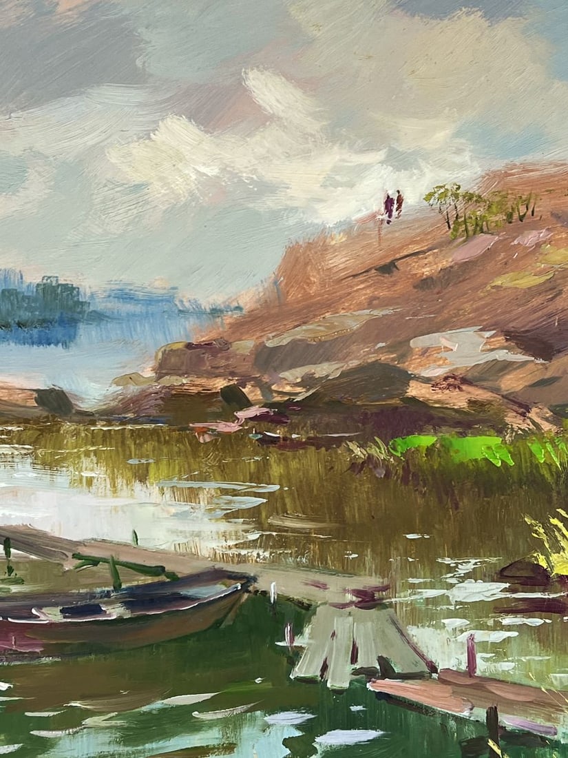 Oil painting A lonely boat is moored near the shore Yuriy Suprunchuk - 7