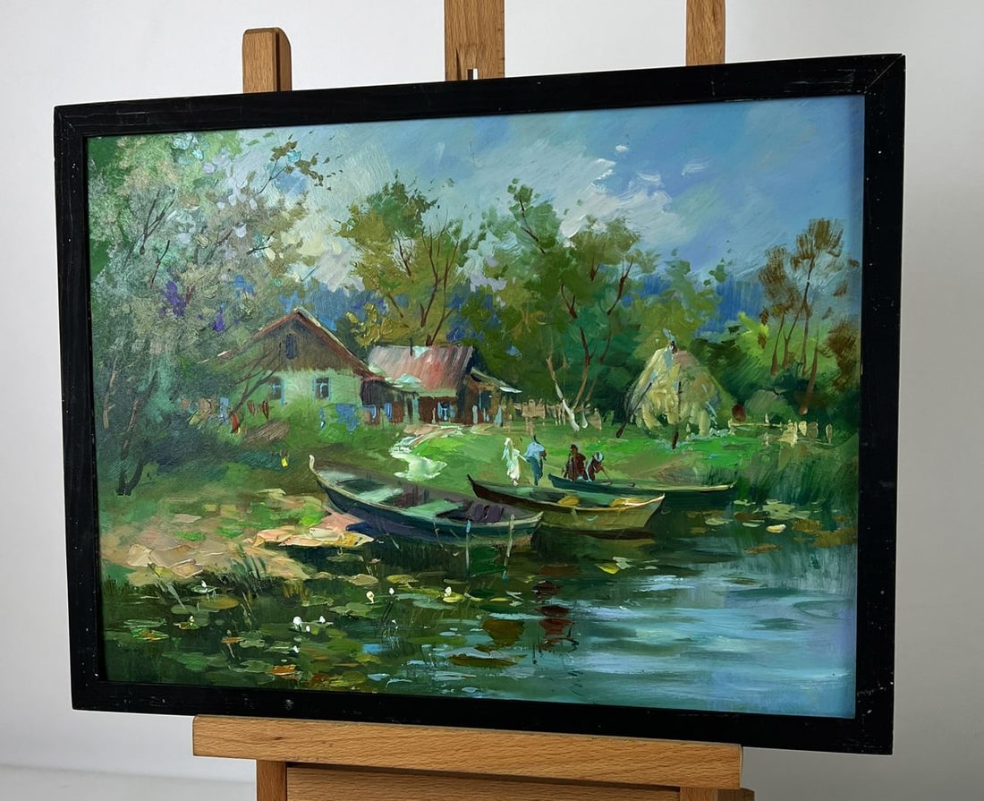 Oil painting Fishing Village Early Morning Yuriy Suprunchuk - 2