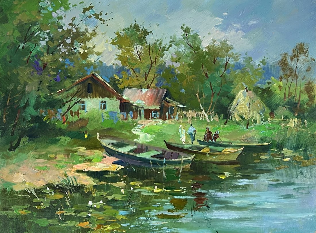 Oil painting Fishing Village Early Morning Yuriy Suprunchuk - 3