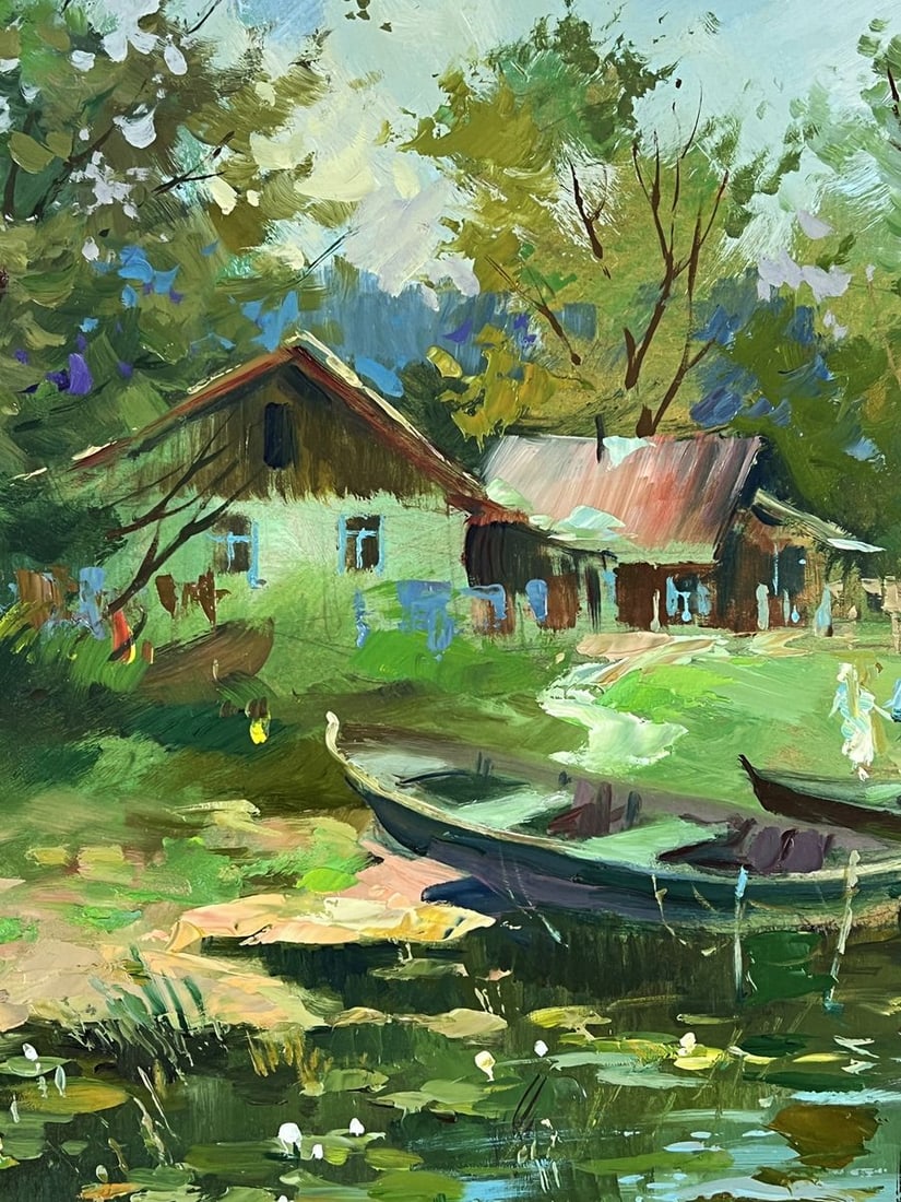 Oil painting Fishing Village Early Morning Yuriy Suprunchuk - 5