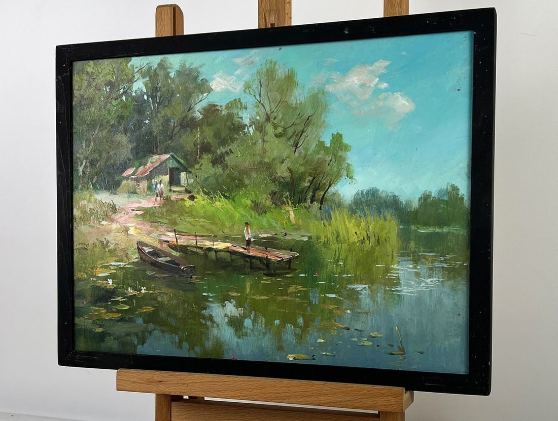 Oil painting River Pier in Nature Yuriy Suprunchuk - 2