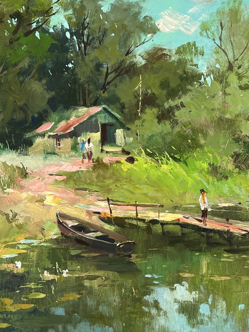 Oil painting River Pier in Nature Yuriy Suprunchuk - 4