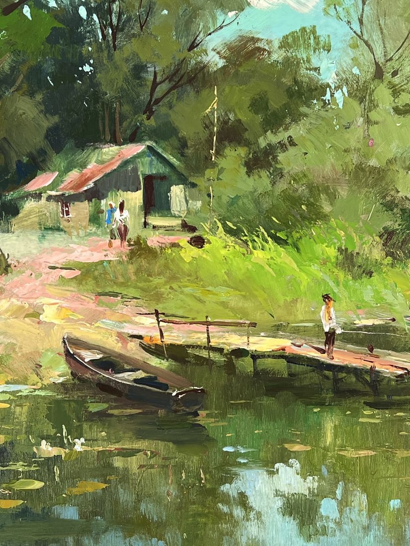Oil painting River Pier in Nature Yuriy Suprunchuk - 5