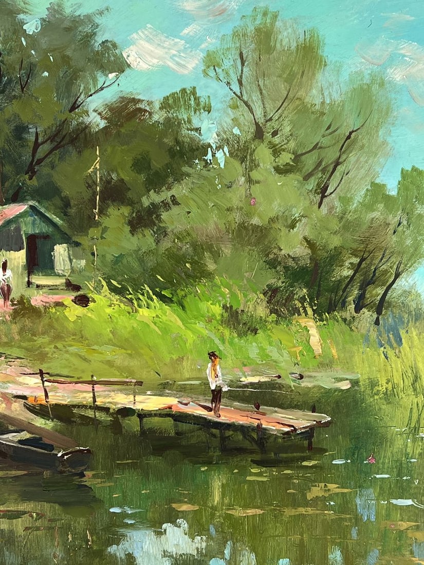 Oil painting River Pier in Nature Yuriy Suprunchuk - 6