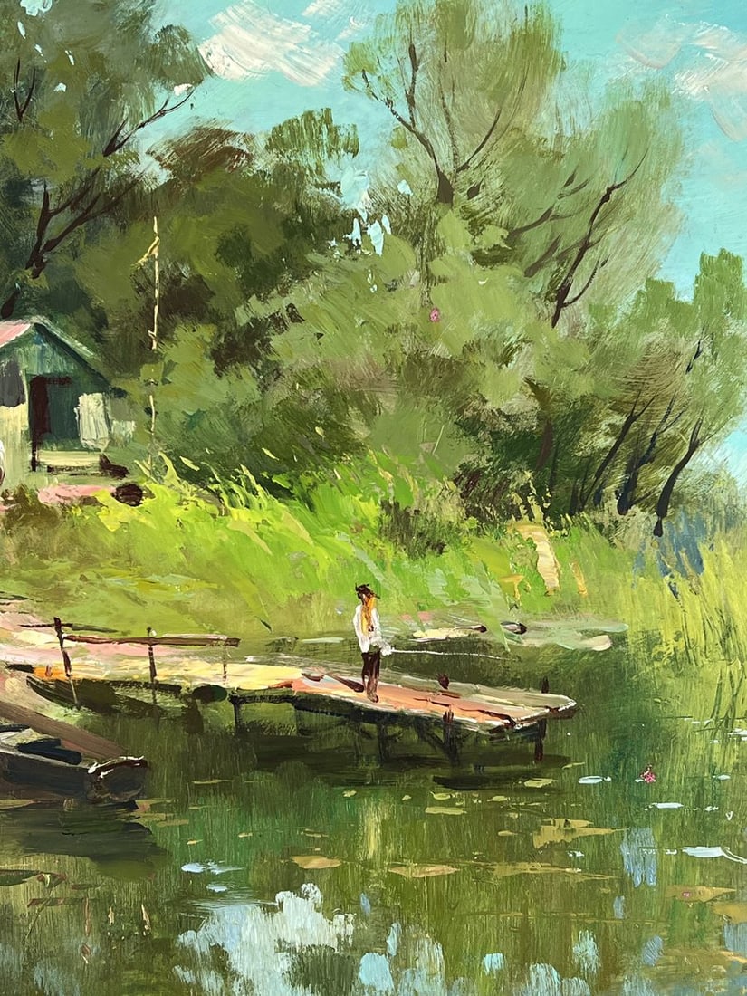 Oil painting River Pier in Nature Yuriy Suprunchuk - 7