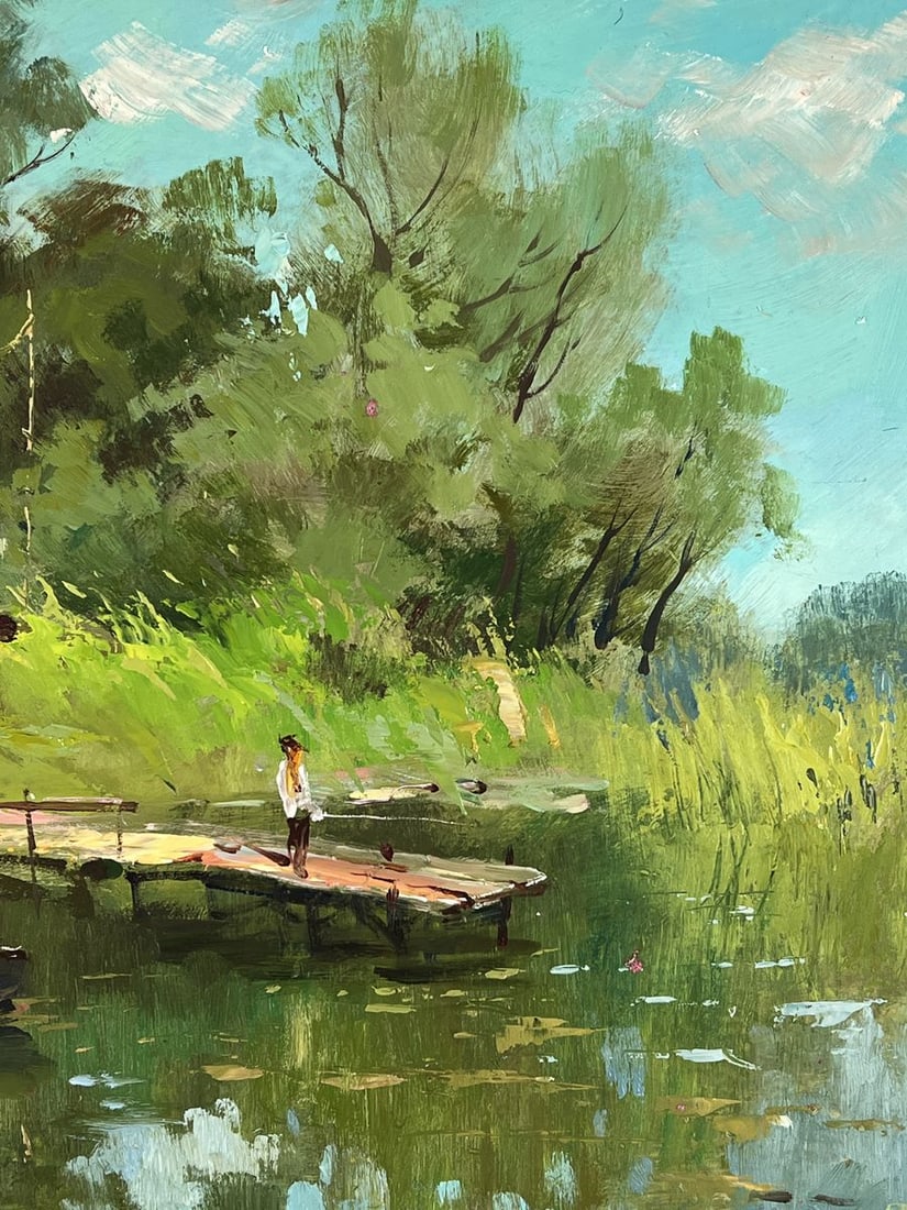 Oil painting River Pier in Nature Yuriy Suprunchuk - 8