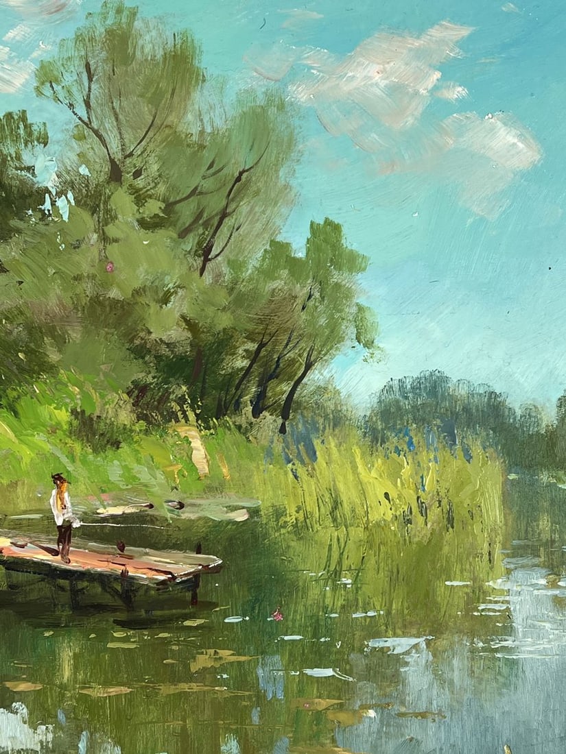 Oil painting River Pier in Nature Yuriy Suprunchuk - 9