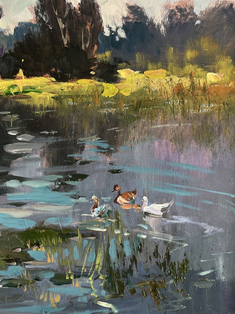 Oil painting Rural grey river Yuriy Suprunchuk - 10