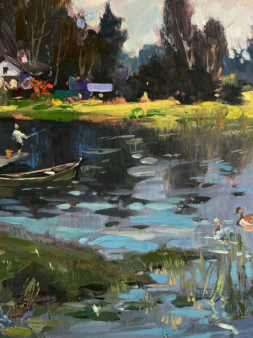 Oil painting Rural grey river Yuriy Suprunchuk - 7