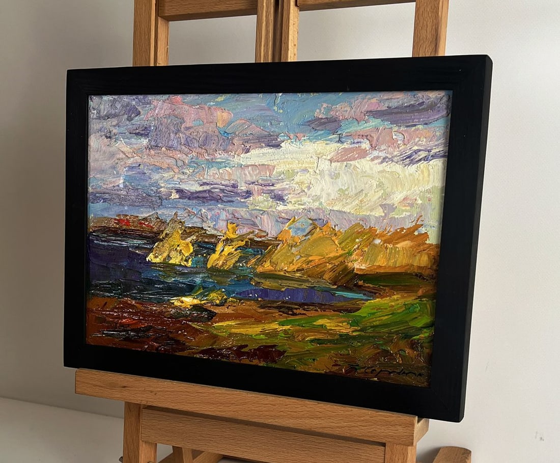 Oil painting Autumn sunset by the river Boris Serdyuk - 2